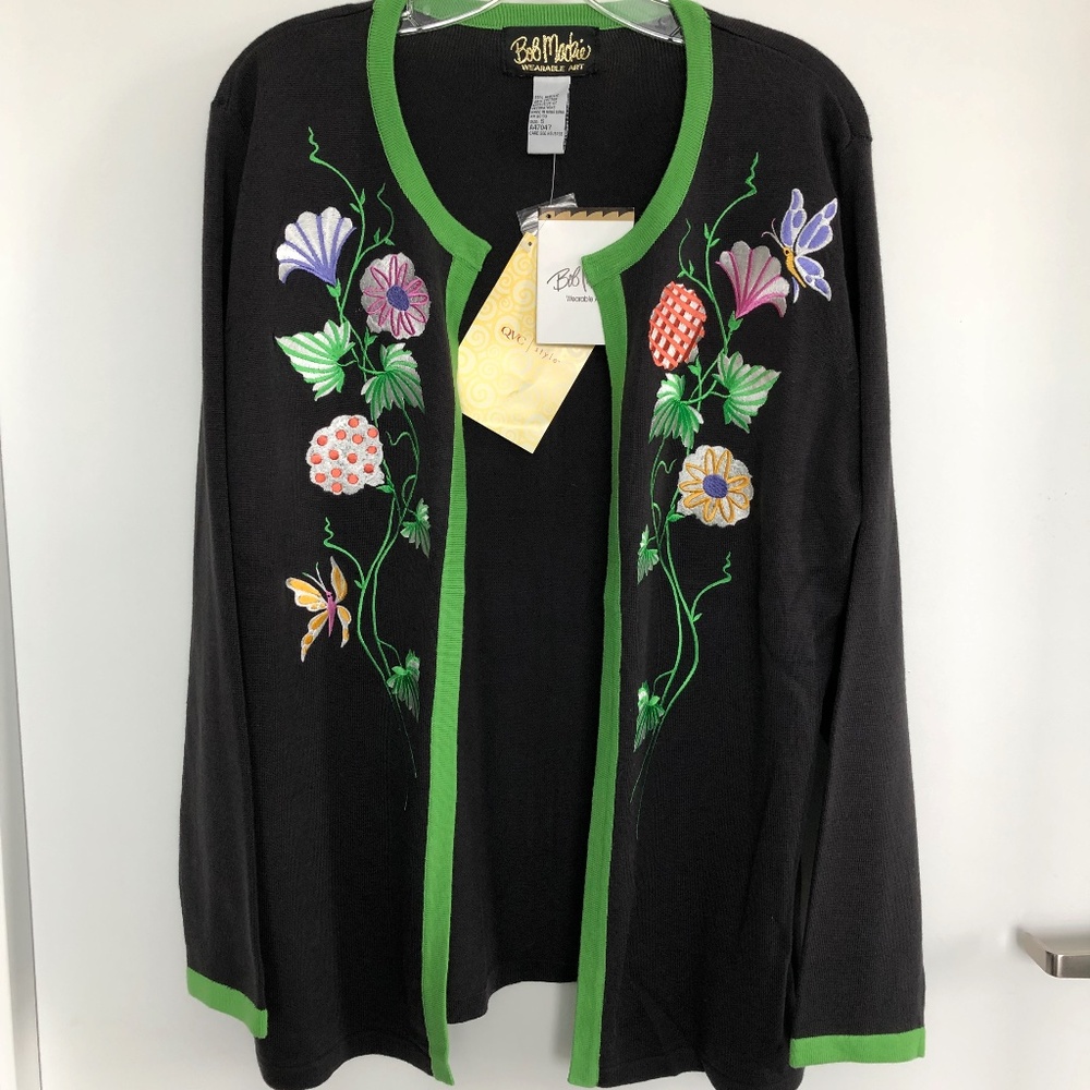 Bob Mackie Wearable Art Embroidered Cardigan